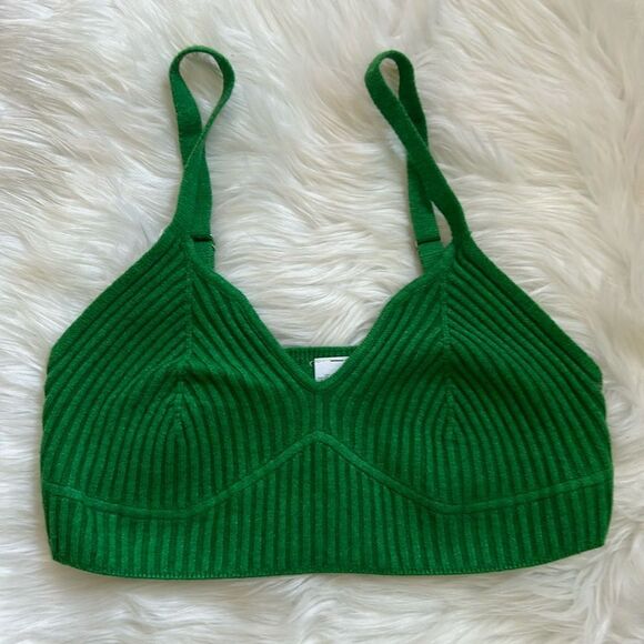 NWOT Wild Fable Bralette Top Crop Green Ribbed Size Medium NEW - Picture 1 of 3